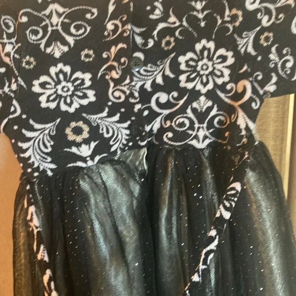 FINAL MARKDOWN Youngland Elegant Black and Silver Kids Dress with Red Accent 3t